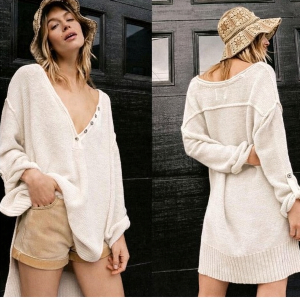 Free People Firefly Tunic Slouchy Sweater Top Small Oversized Fisherman